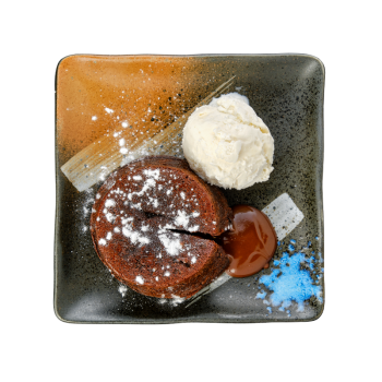 CHOCOLATE SOUFFLÉ WITH LIQUID CENTRE AND VANILLA ICE CREAM